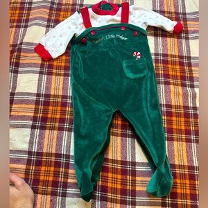 Vintage velour Christmas one piece outfit 9 months